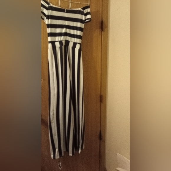 Retro Stage 1960's Black And White Pinstripe Jumpsuit Small Halloween - Picture 3 of 6
